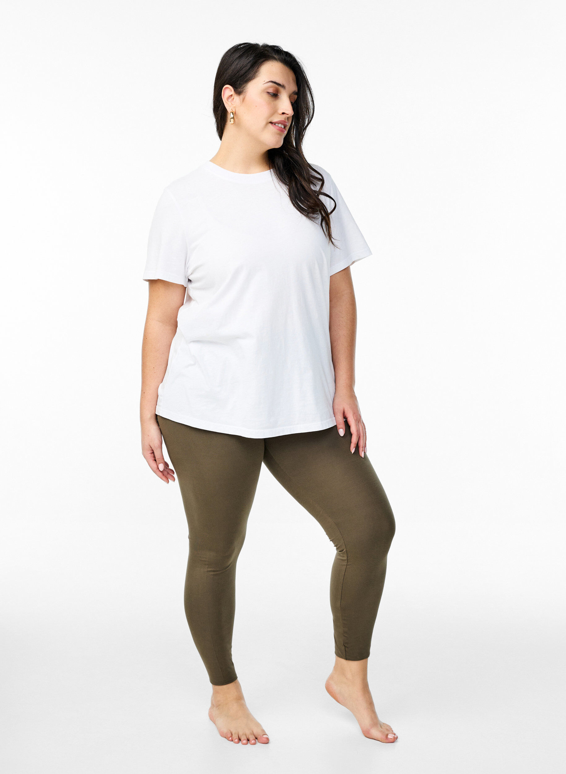Zizzi Leggings basiques en viscose, Vert fonc&eacute;, Model image number 1