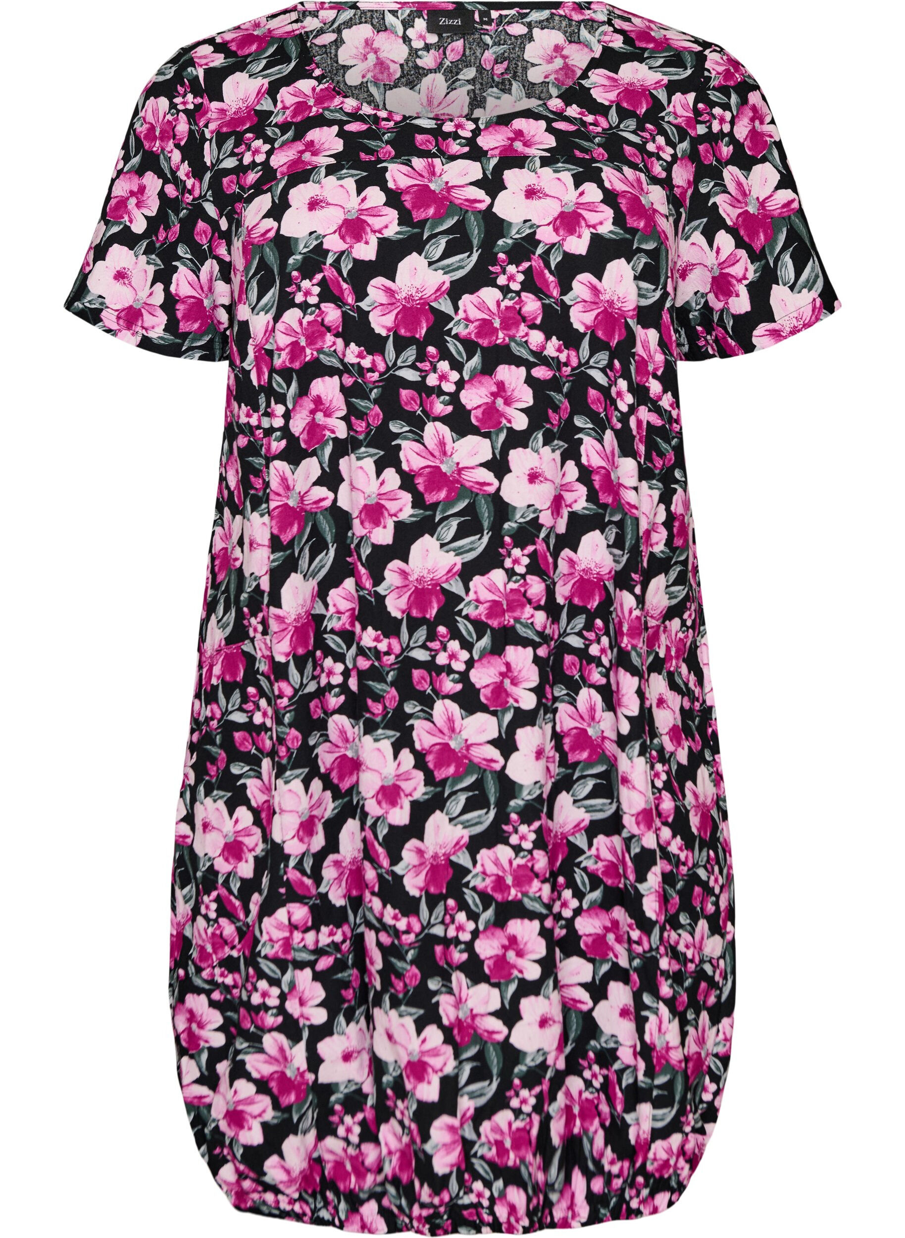 Robe en coton &agrave; manches courtes avec imprim&eacute;