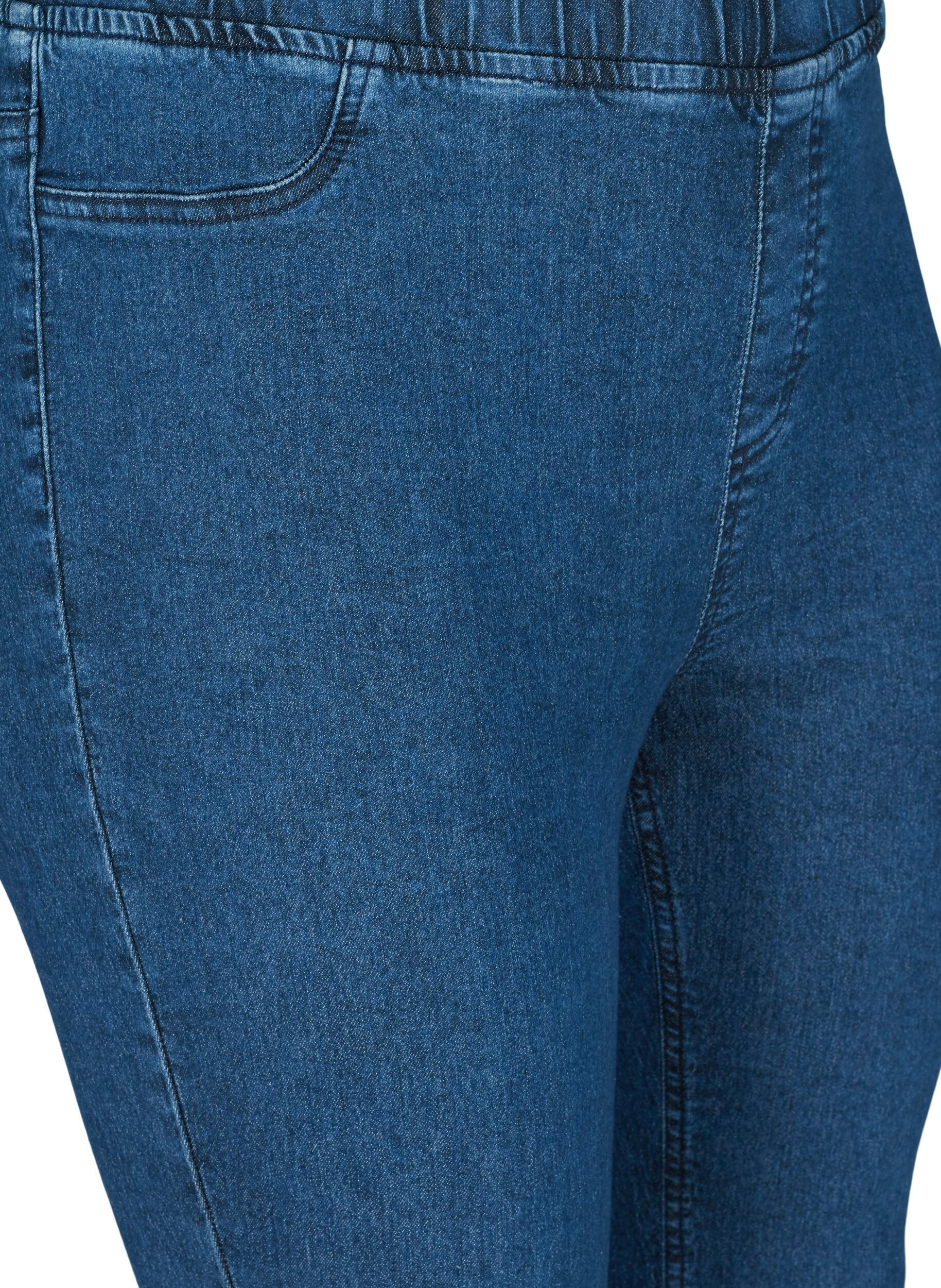 Zizzi Pantacourt en coton m&eacute;lang&eacute;, Dark blue denim, Packshot image number 2