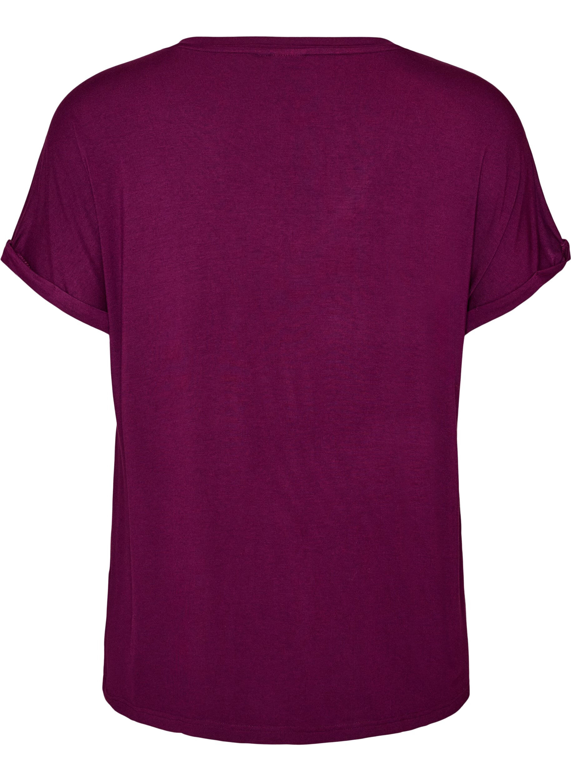 ZizziBasic T-Shirt aus Viskose mit V-Ausschnitt, Lila, Packshot image number 1