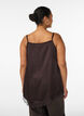 Top aus Satin mit Spitzen und asymmetrischem Saum, Braun, Model image number 2