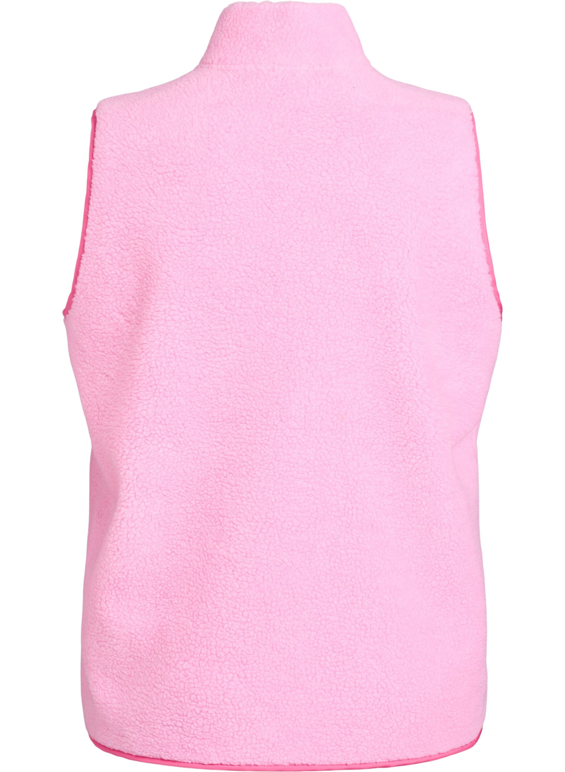 Zizzi Weste aus Teddyfleece mit Rei&szlig;verschluss und Kontrastdetails, Pink, Packshot image number 1