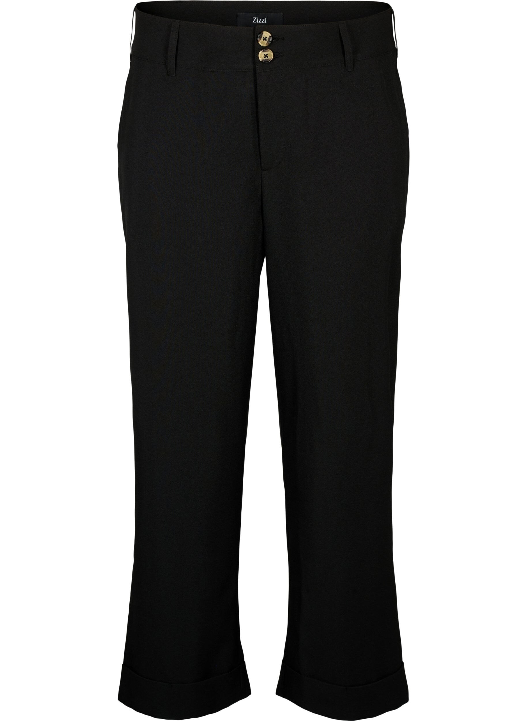Zizzi Pantalon taille haute avec pliage, Black, Packshot image number 0