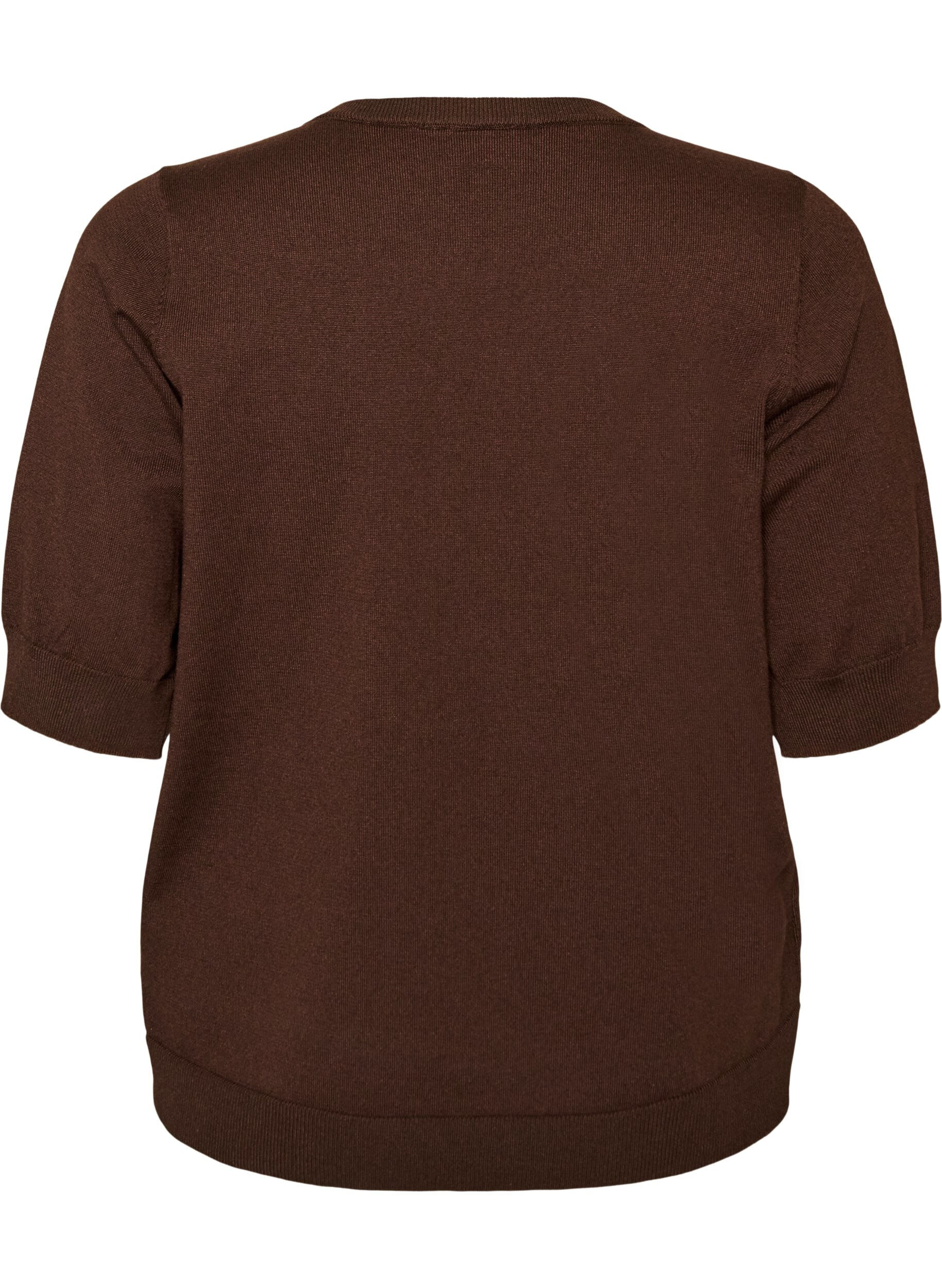 ZizziBlouse en fine maille &agrave; manches courtes, Marron, Packshot image number 1