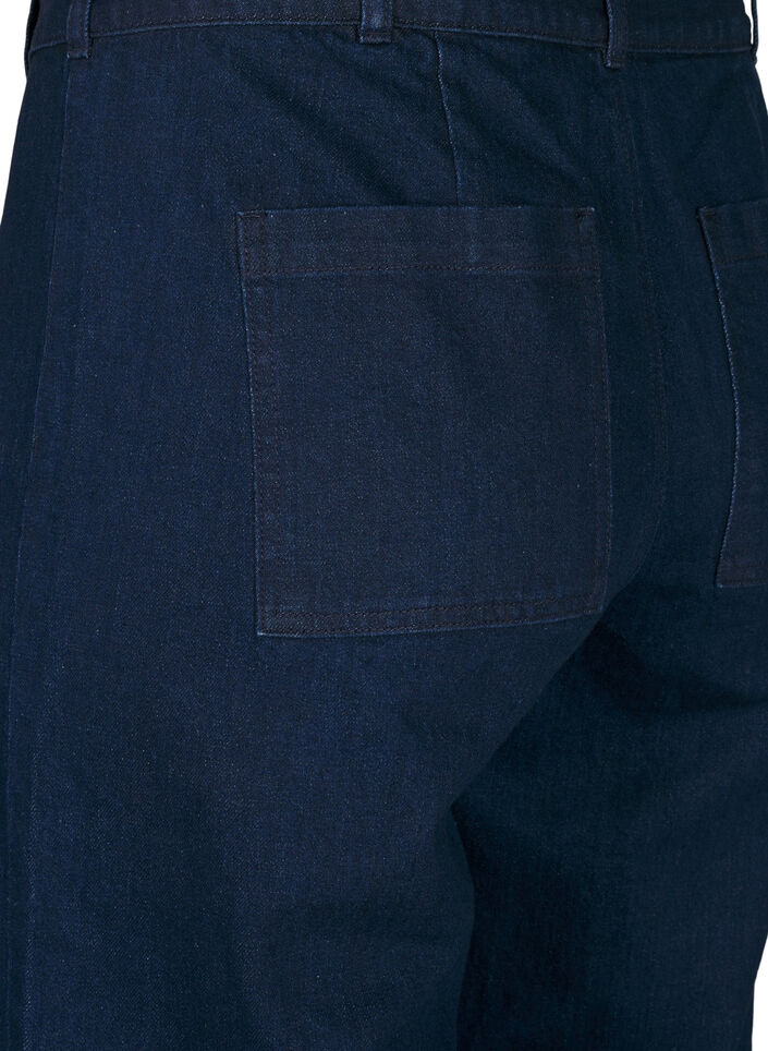 Jeans mit weitem Bein und hoher Taille, Blau, Packshot image number 3