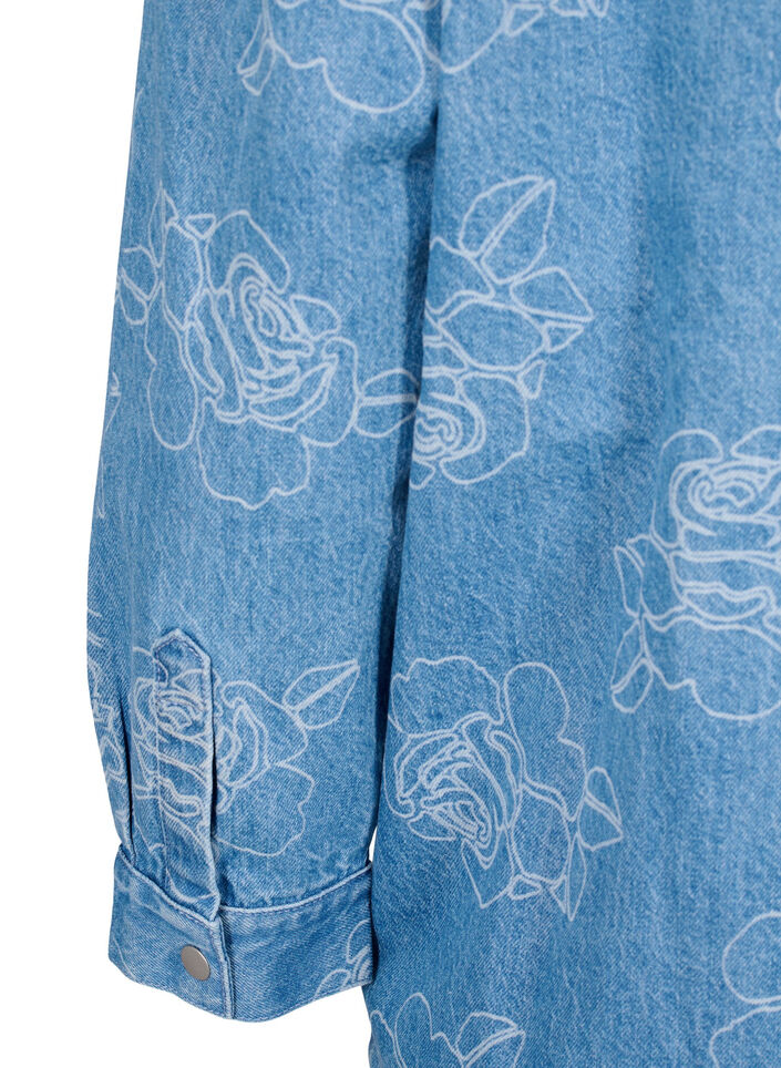 Veste en jean à fleurs, Light Blue Denim, Packshot image number 4