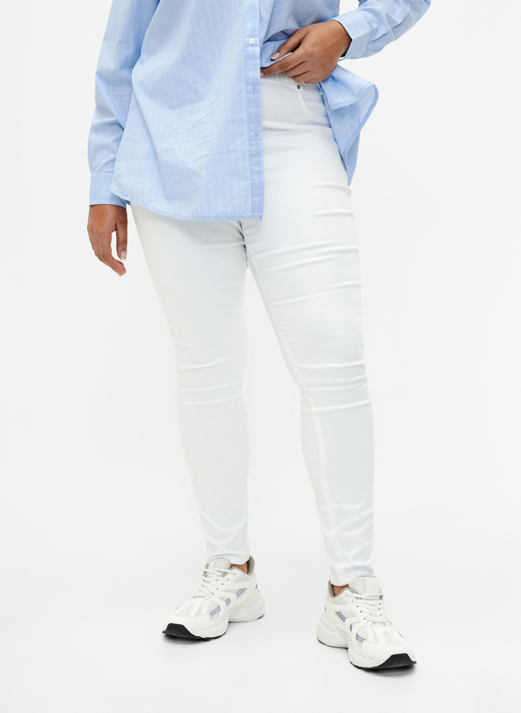 Zizzi Jeggings &agrave; taille haute., Blanc, Model image number 2