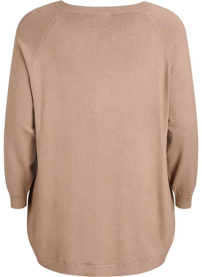 Strickbluse mit seitlichen Kn&ouml;pfen, Beige, Packshot image number 1