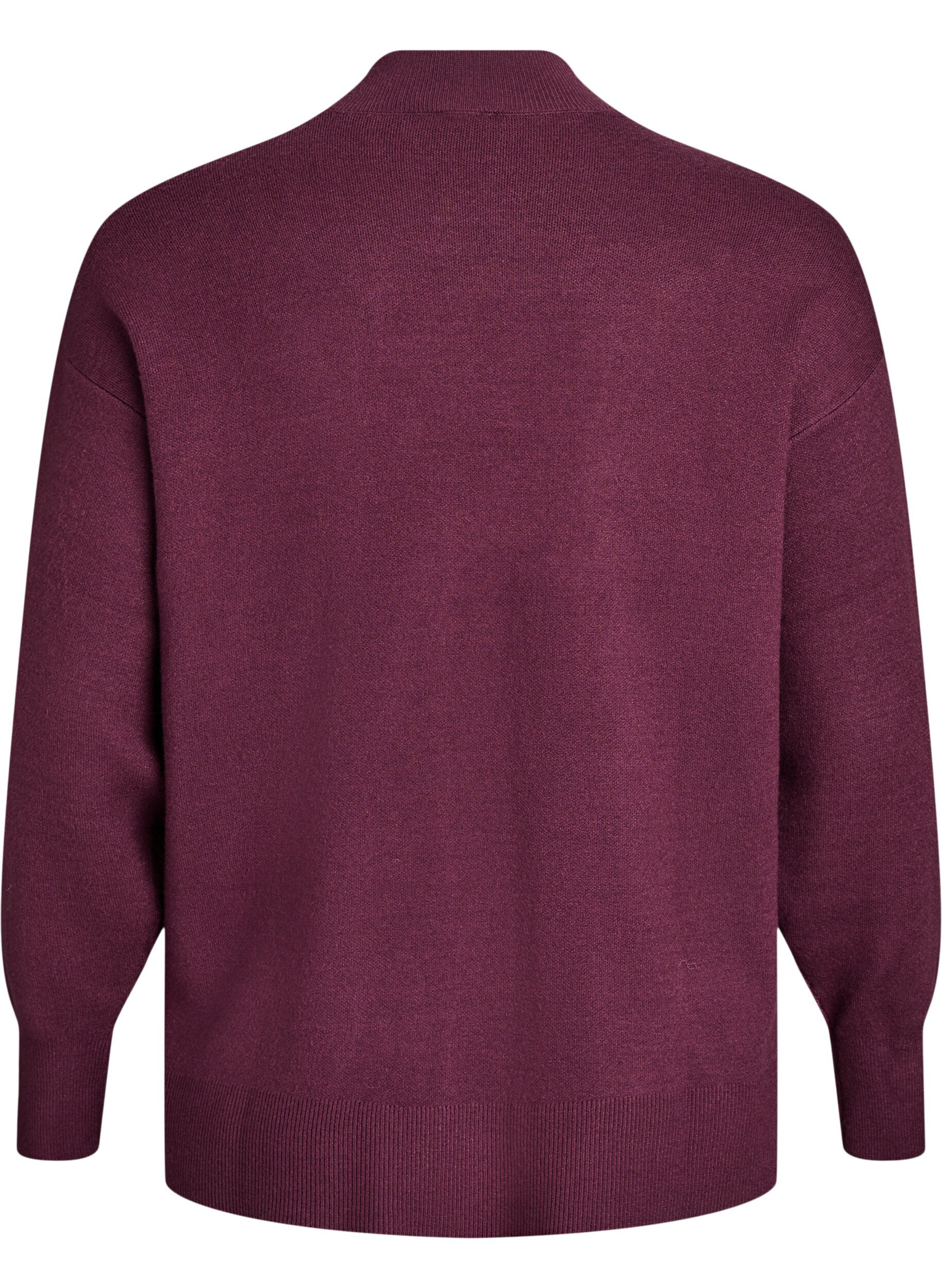Zizzi Strickbluse mit hohem Kragen, Dunkles Bordeaux, Packshot image number 1