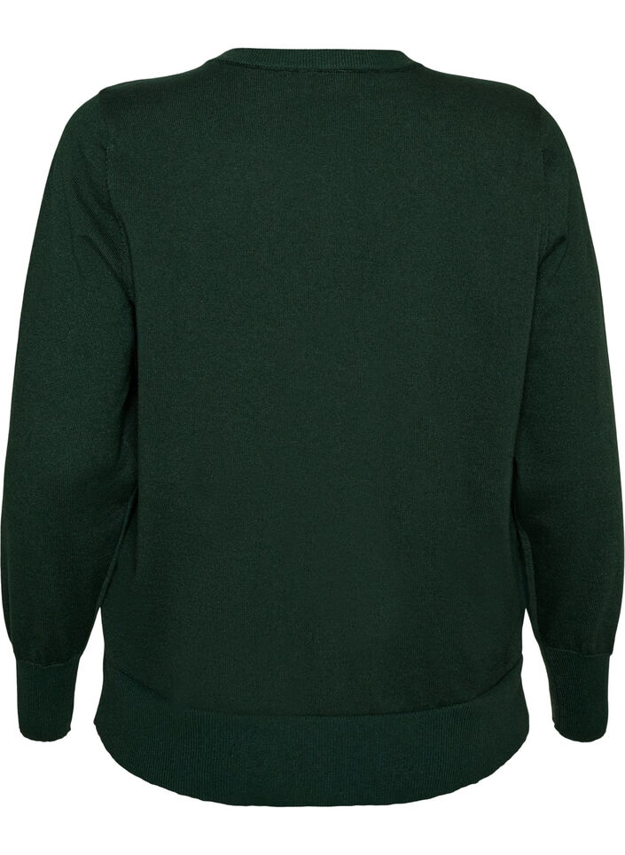 Cardigan en maille fine avec col rond, Vert fonc&eacute;, Packshot image number 1