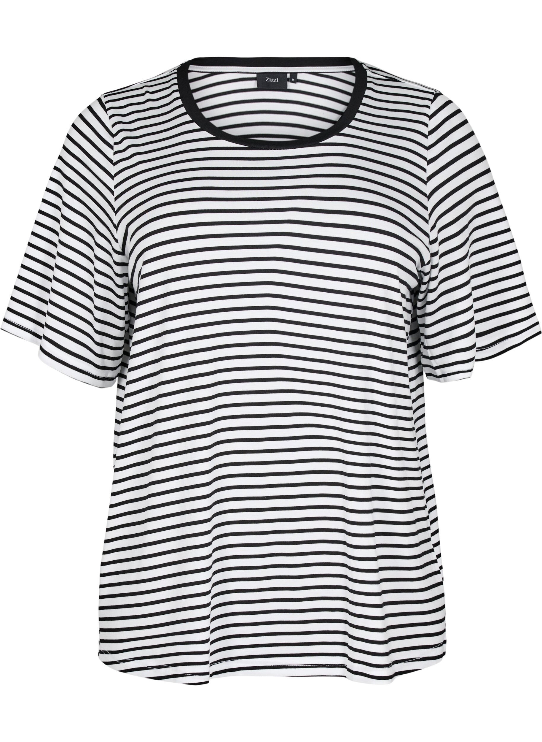 ZizziT-shirt avec TENCEL&trade; Lyocell et rayures, Blanc, Packshot image number 0