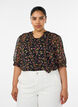 Gebl&uuml;mte Bluse mit V-Ausschnitt, Schwarz, Model image number 0