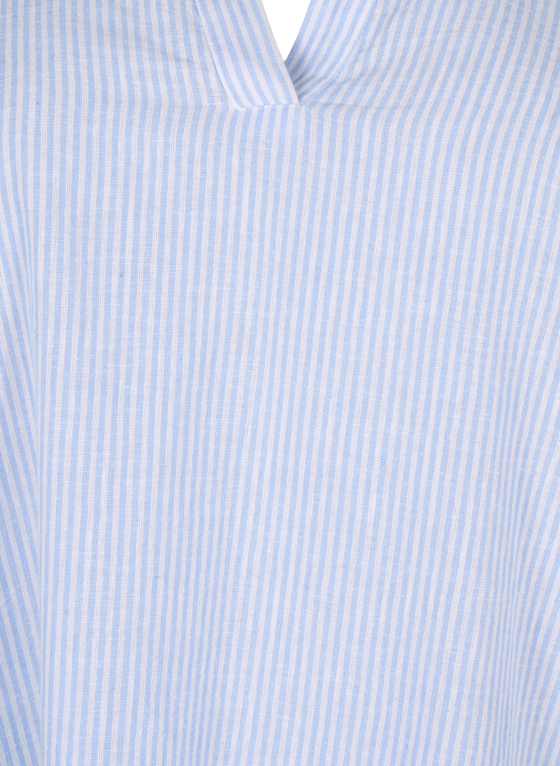 Zizzi Robe ray&eacute;e en coton et lin, Serenity Wh. Stripe, Packshot image number 2