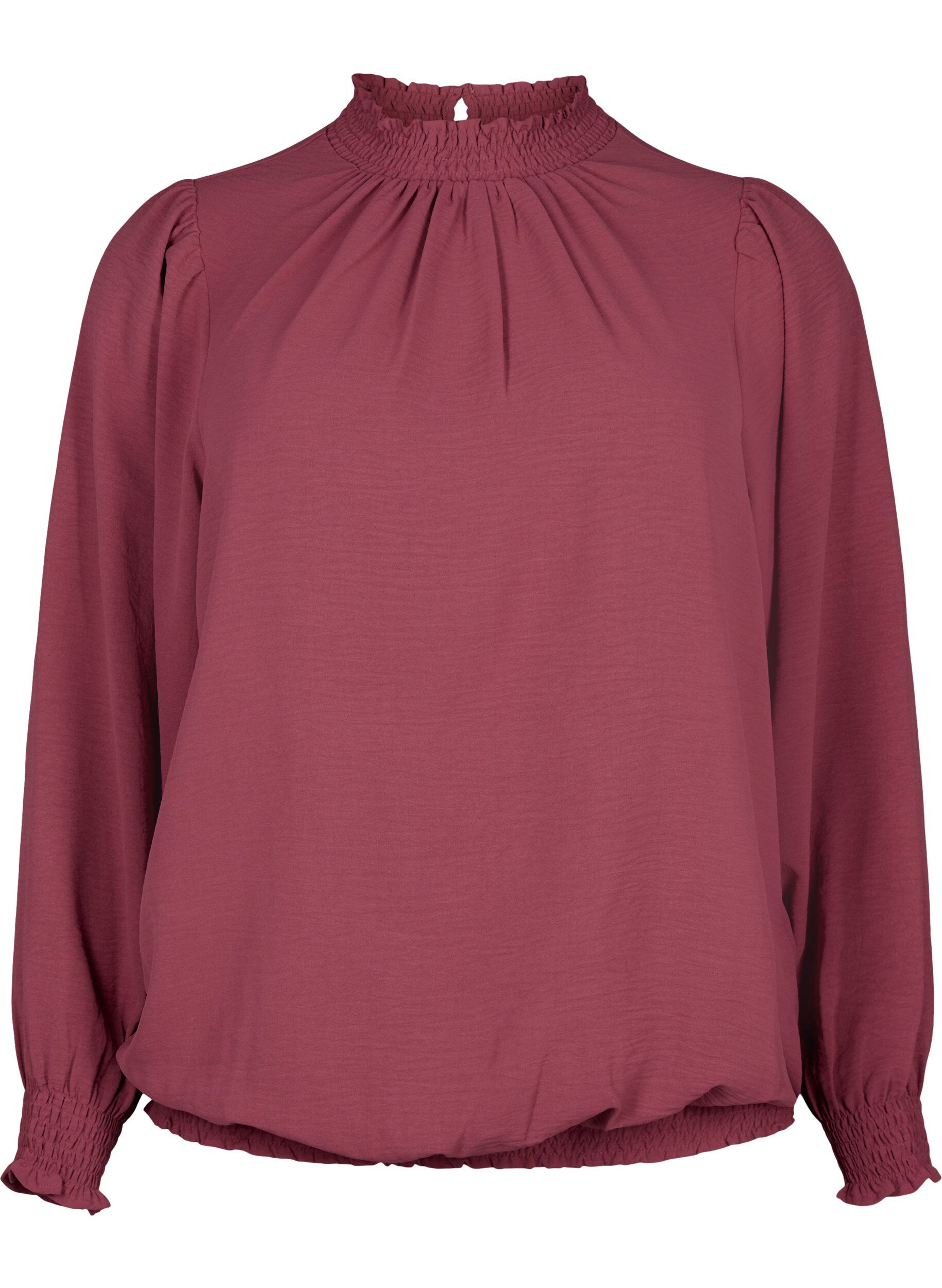 Zizzi Chemisier blouse de couleur unie &agrave; manches longues, Dry Rose, Packshot image number 0