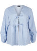 Gestreifte Bluse mit offener Vorderseite und Stickereien, Blau, Packshot image number 0