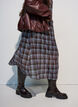 Jupe midi en maille &agrave; carreaux, Bleu, Model image number 2