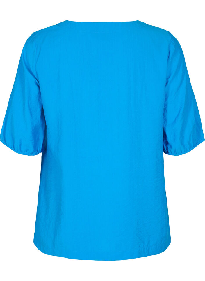 Bluse mit Ballonärmeln, Indigo Bunting, Packshot image number 1