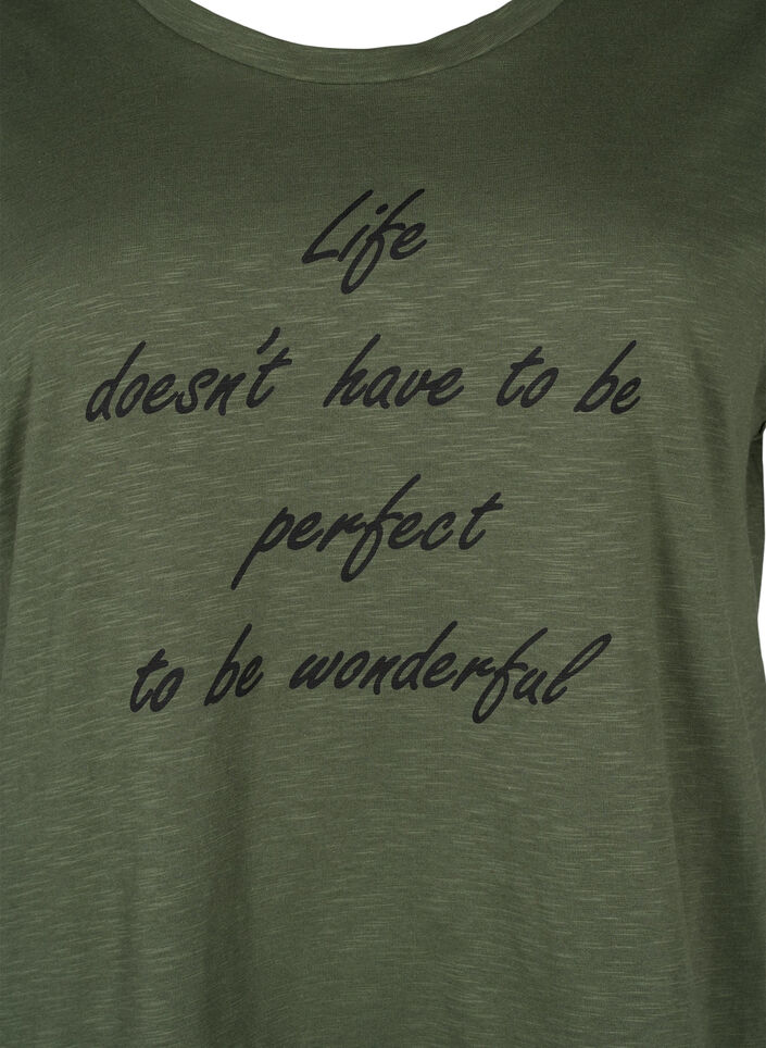 T-shirt imprimé en coton biologique, Thyme w. Black Print, Packshot image number 2