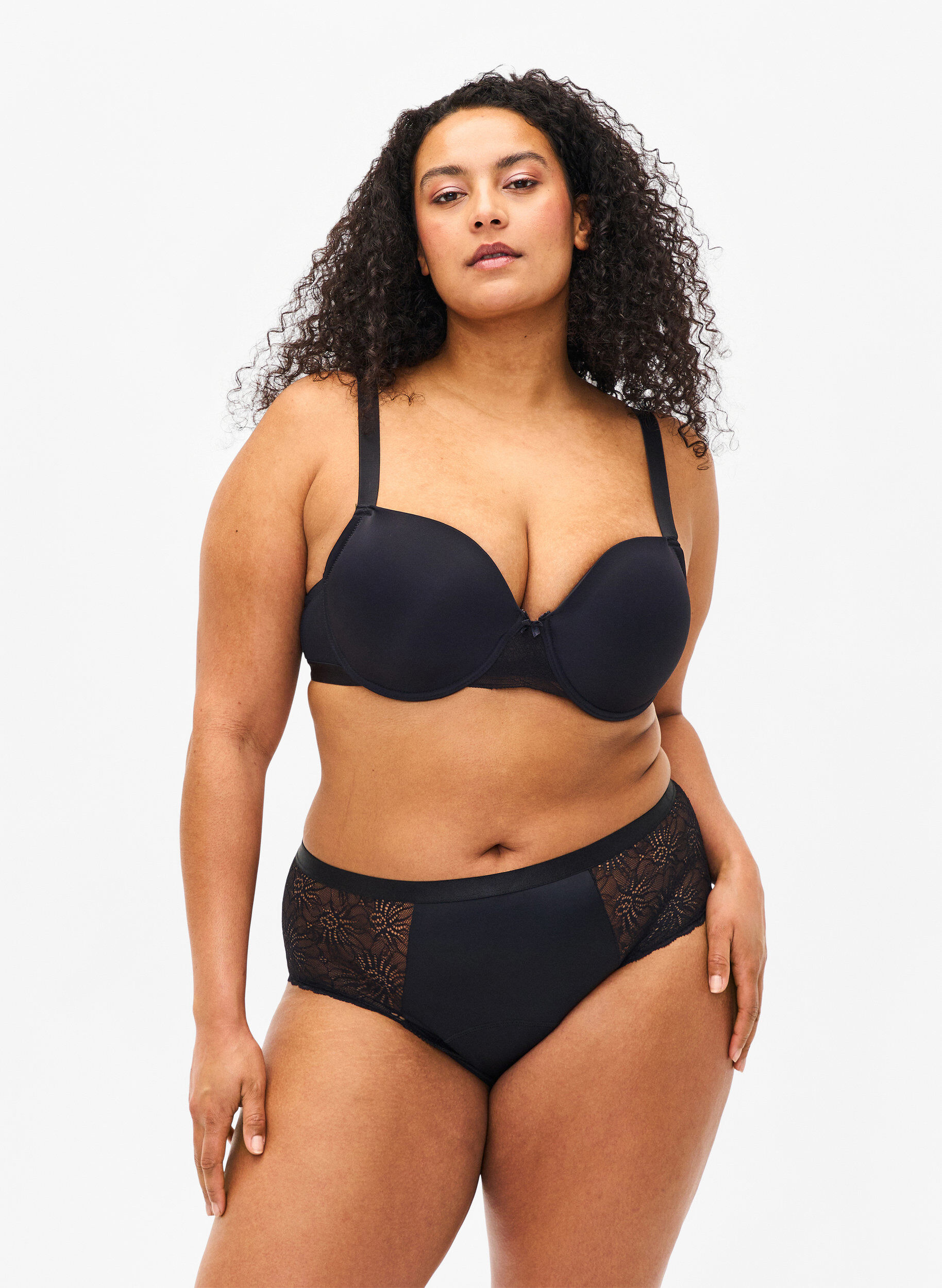 Zizzi Hipster-Perioden-Slip mit Spitze, Black, Model image number 0