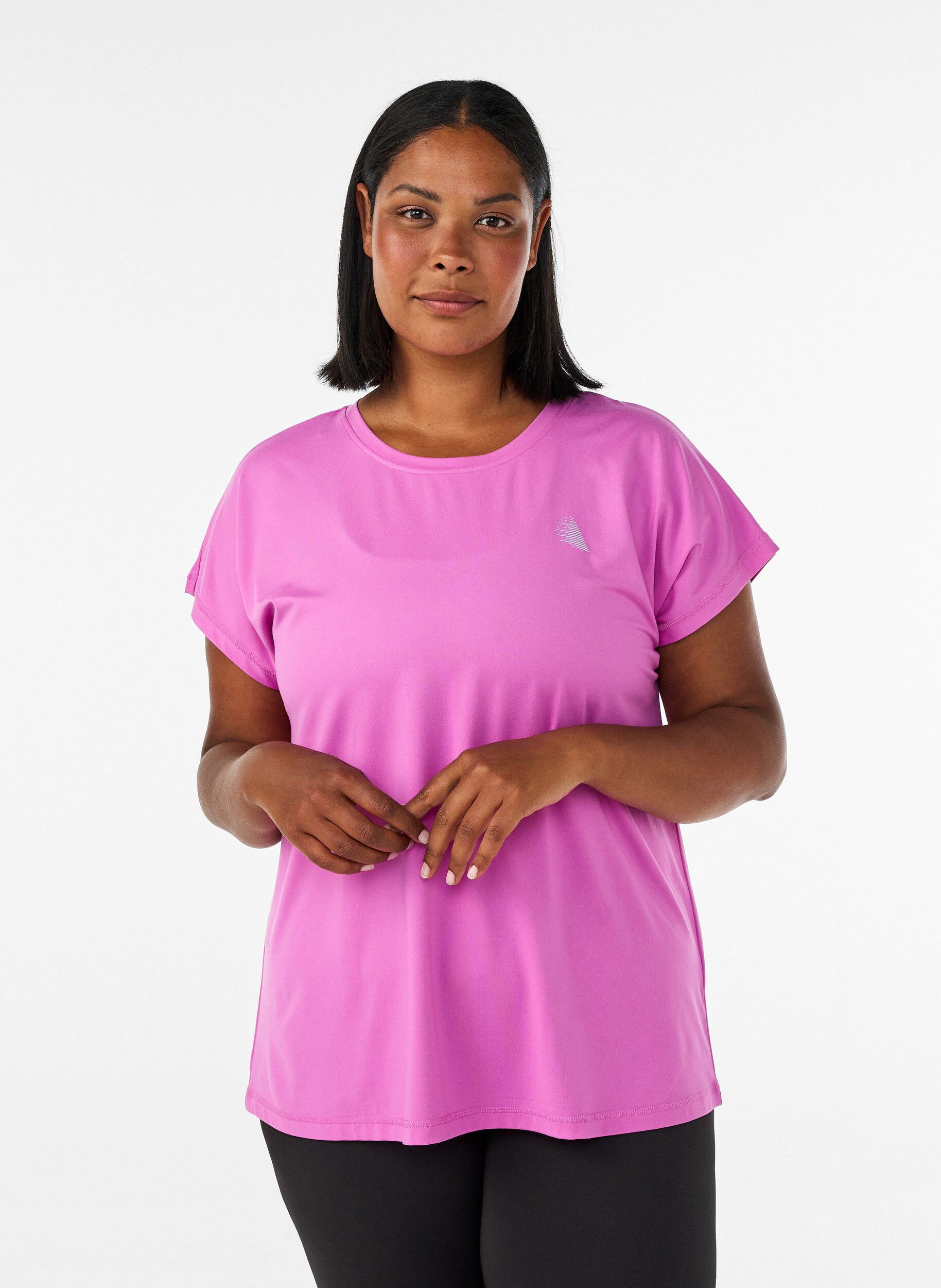 Einfarbiges Trainings-T-Shirt, Lila, Model