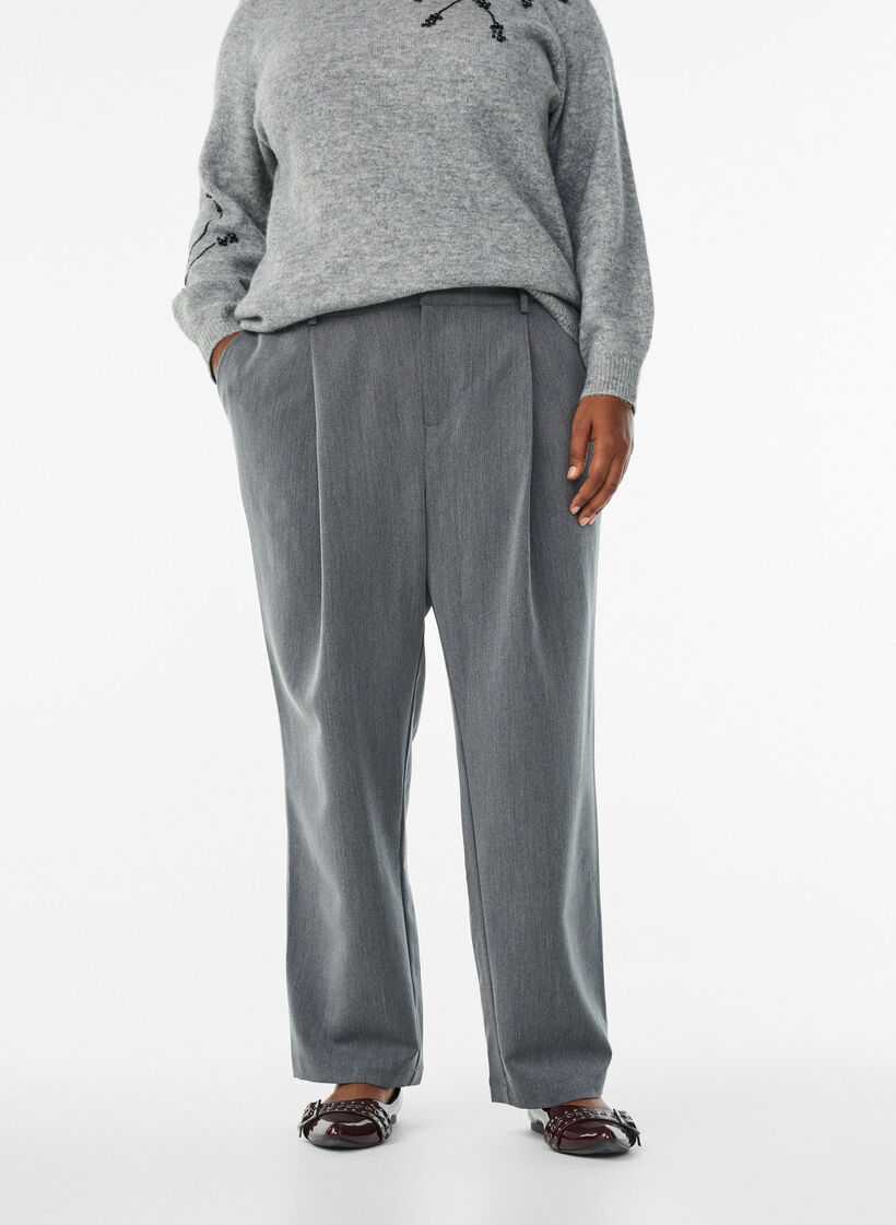 Dressehose mit hohem Bund und geradem Bein, Grau, Model image number 2