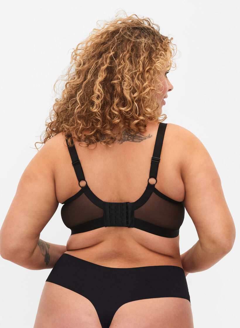 Soutien-gorge en maille avec détail, Black, Model image number 1