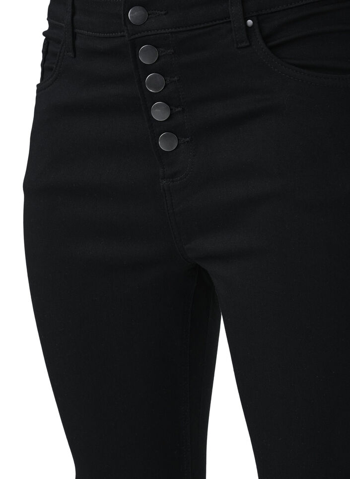 Jeans Amy à taille haute avec fermeture à bouton, Black, Packshot image number 3