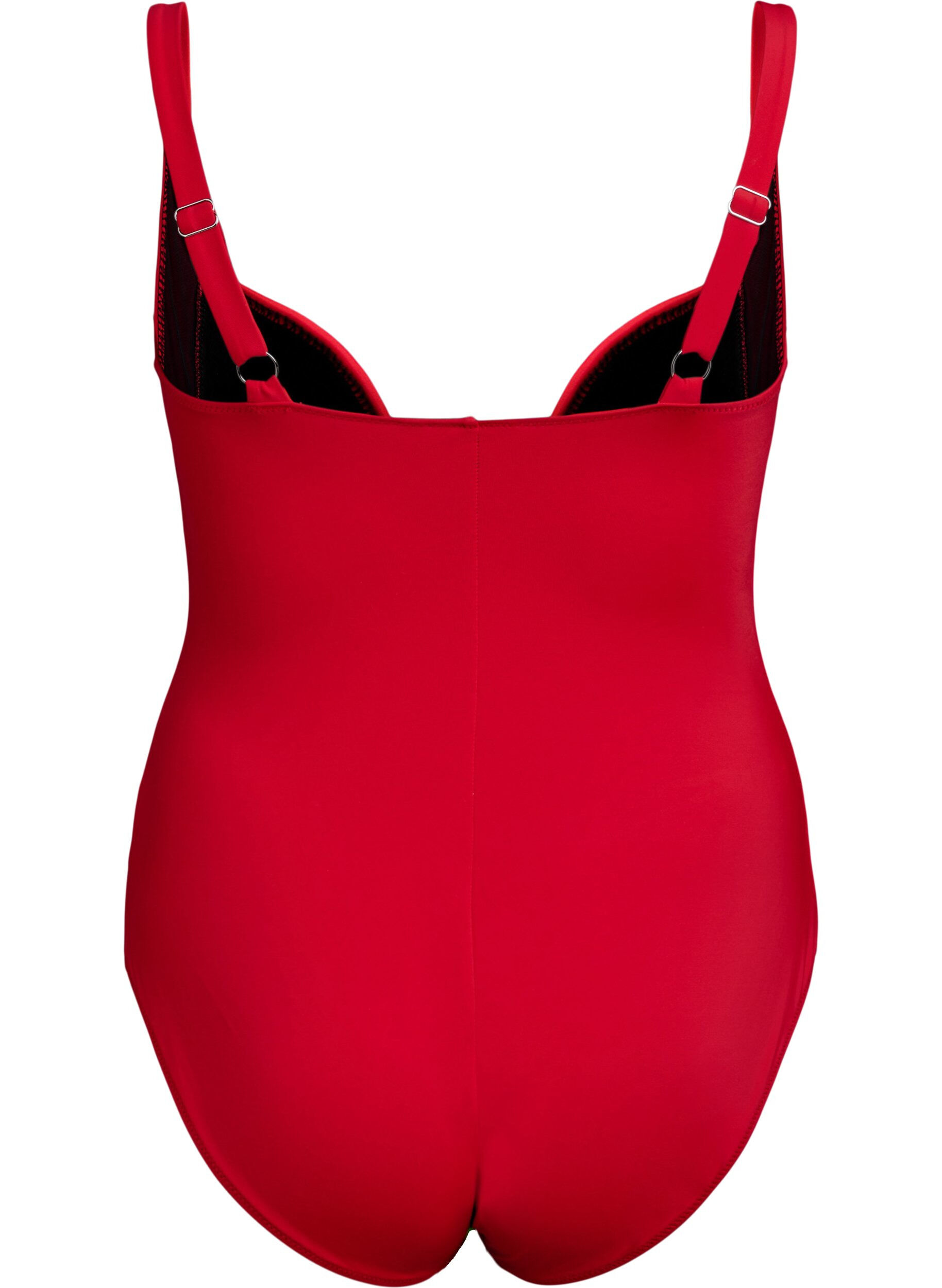 Zizzi Maillot de bain drap&eacute; avec bonnets rembourr&eacute;s, Rouge, Packshot image number 1