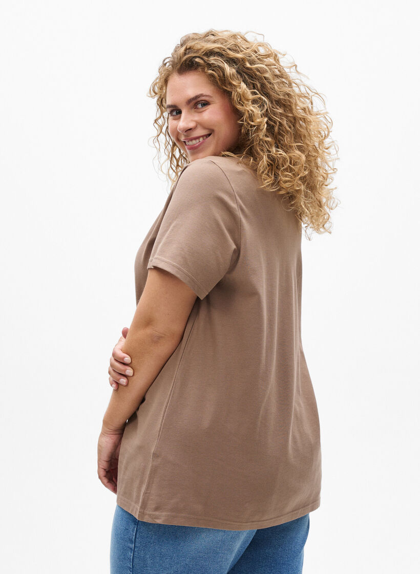 Polo &agrave; manches courtes, Marron, Model image number 2