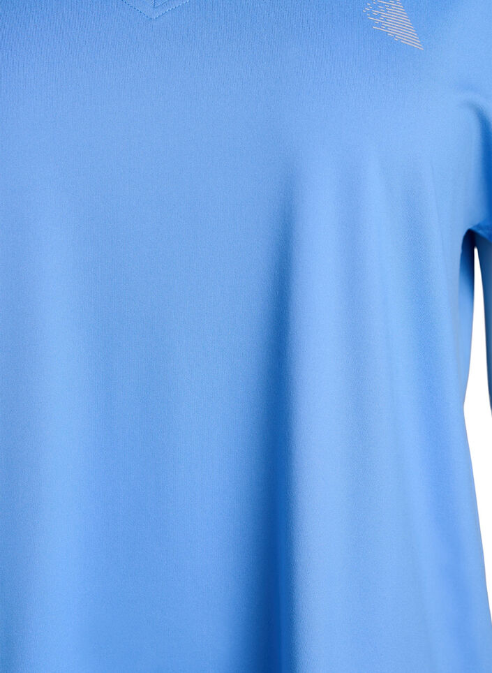 T-shirt ample de sport &agrave; col en V, Bleu, Packshot image number 2