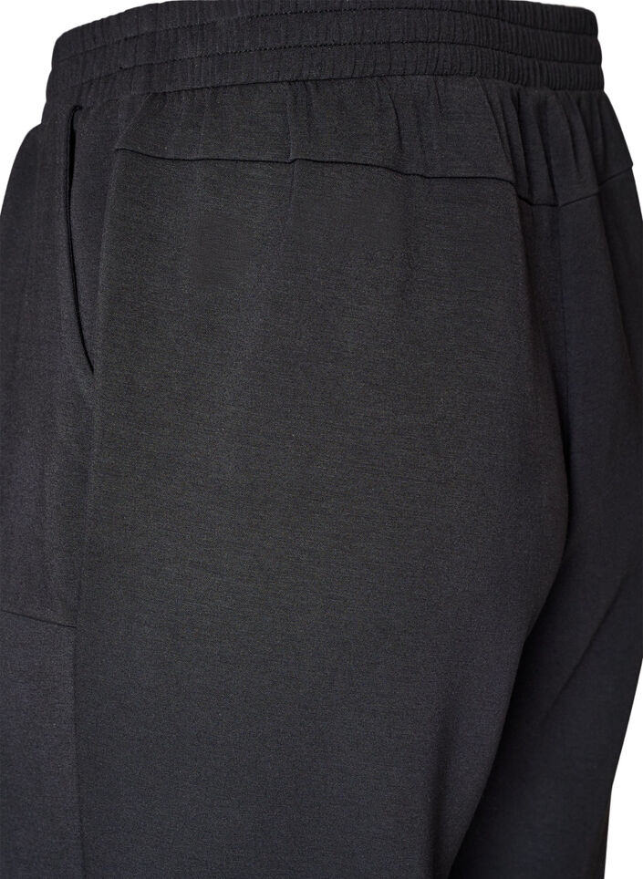 Pantalon ample en jersey taille haute avec poches, Noir, Packshot image number 3