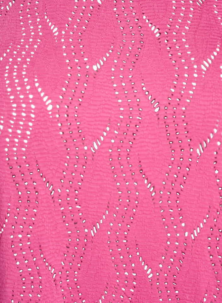 Jersey-Shirt mit Lochmuster, Pink, Packshot image number 2
