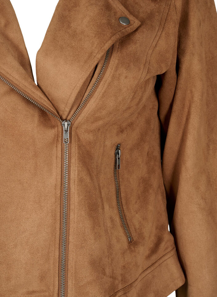 Bikerjacke aus Wildlederimitat, Toasted Coconut, Packshot image number 2