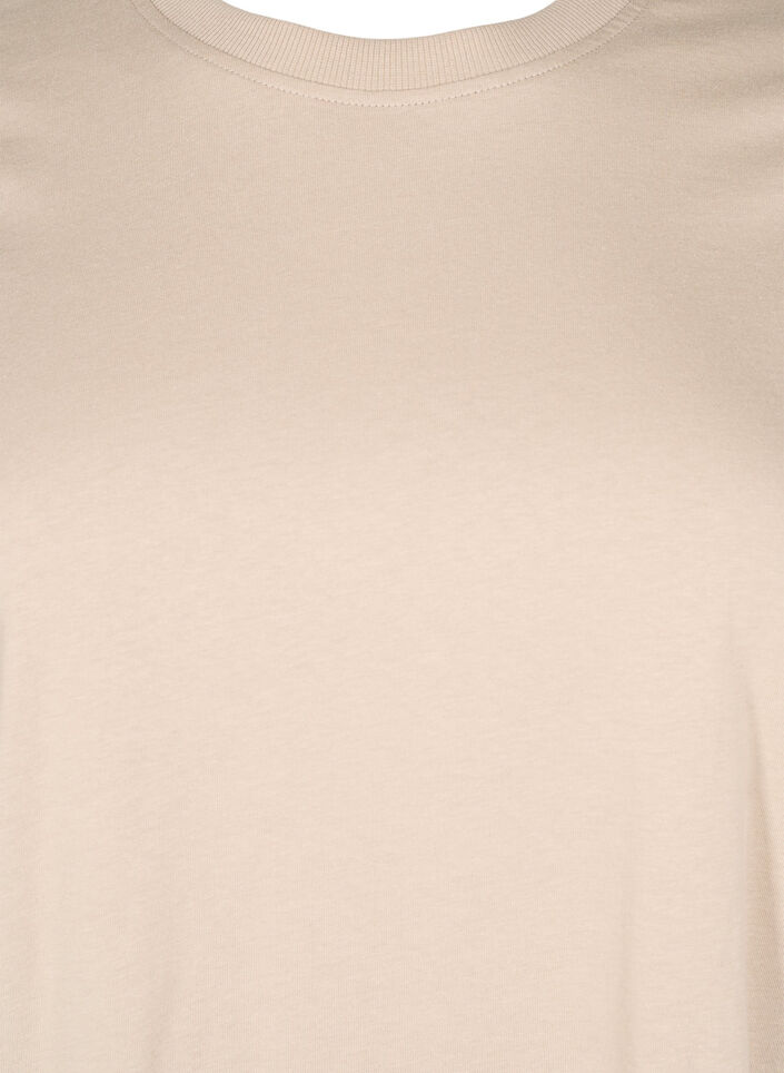 T-shirt basique en coton &agrave; col rond, Beige, Packshot image number 2