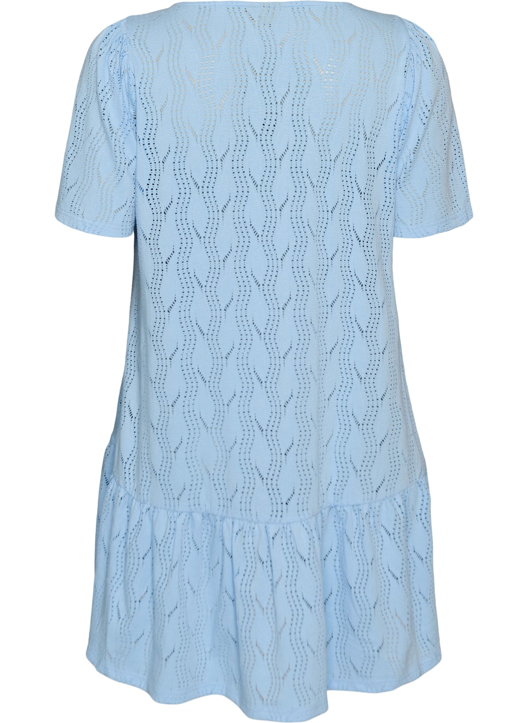 Zizzi Robe courte en jersey &agrave; motif ajour&eacute;, Bleu Clair, Packshot image number 1