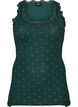 Top avec imprim&eacute; et bord en dentelle, Vert fonc&eacute;, Packshot image number 0