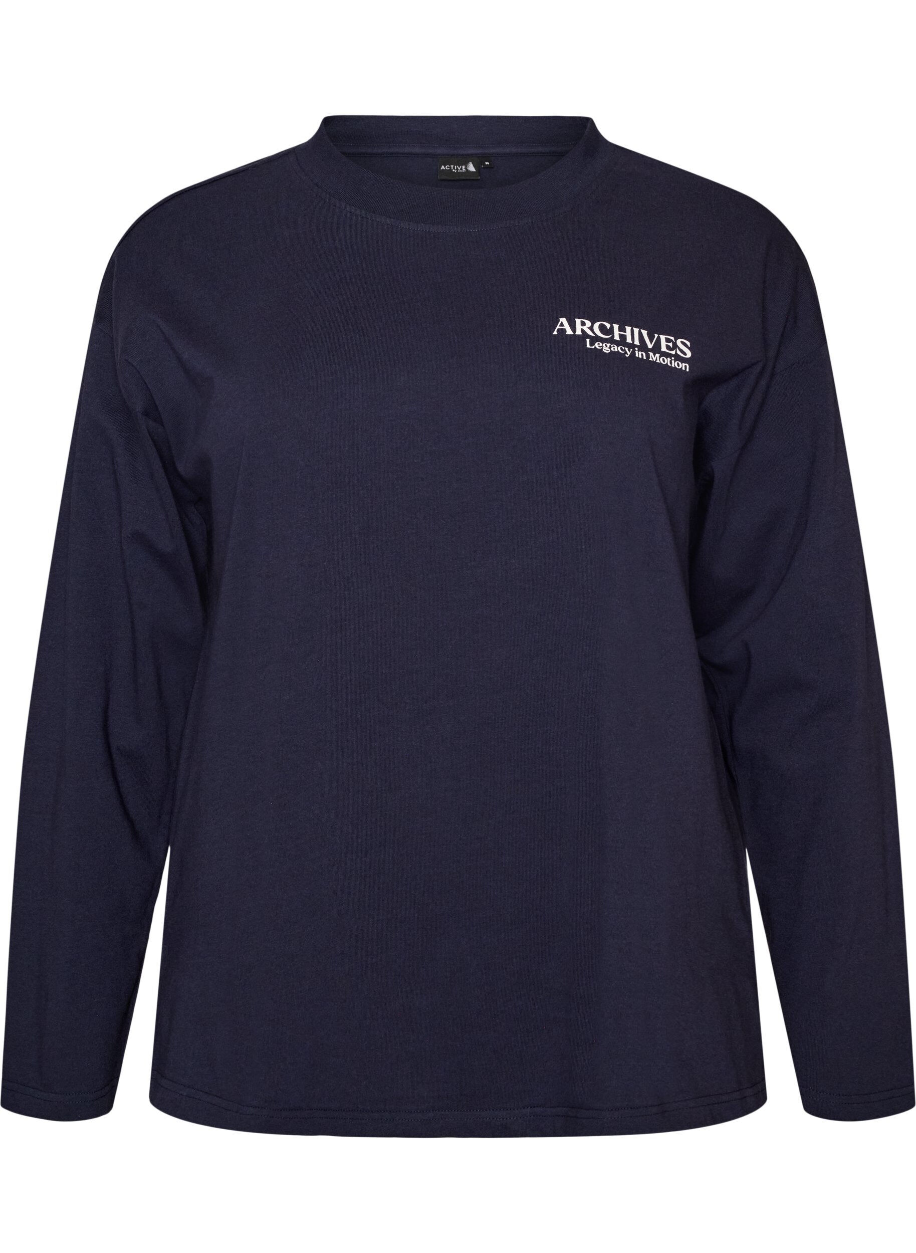 Lang&auml;rmelige Jerseybluse mit Textprint
