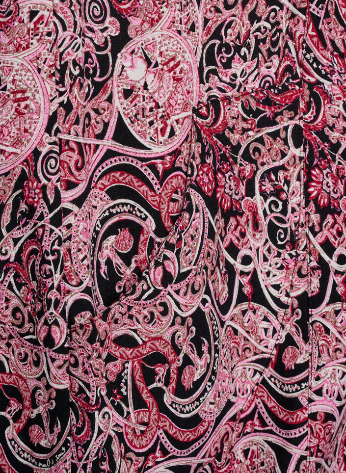 Kurz&auml;rmliges Baumwollkleid mit Aufdruck, Schwarz, Packshot image number 3
