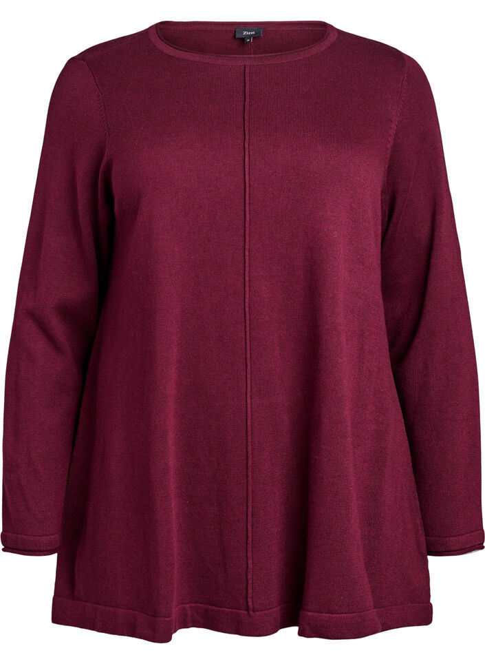 Gestrickte Bluse aus Baumwoll-Viskose-Mischung, Dunkles Bordeaux, Packshot image number 0