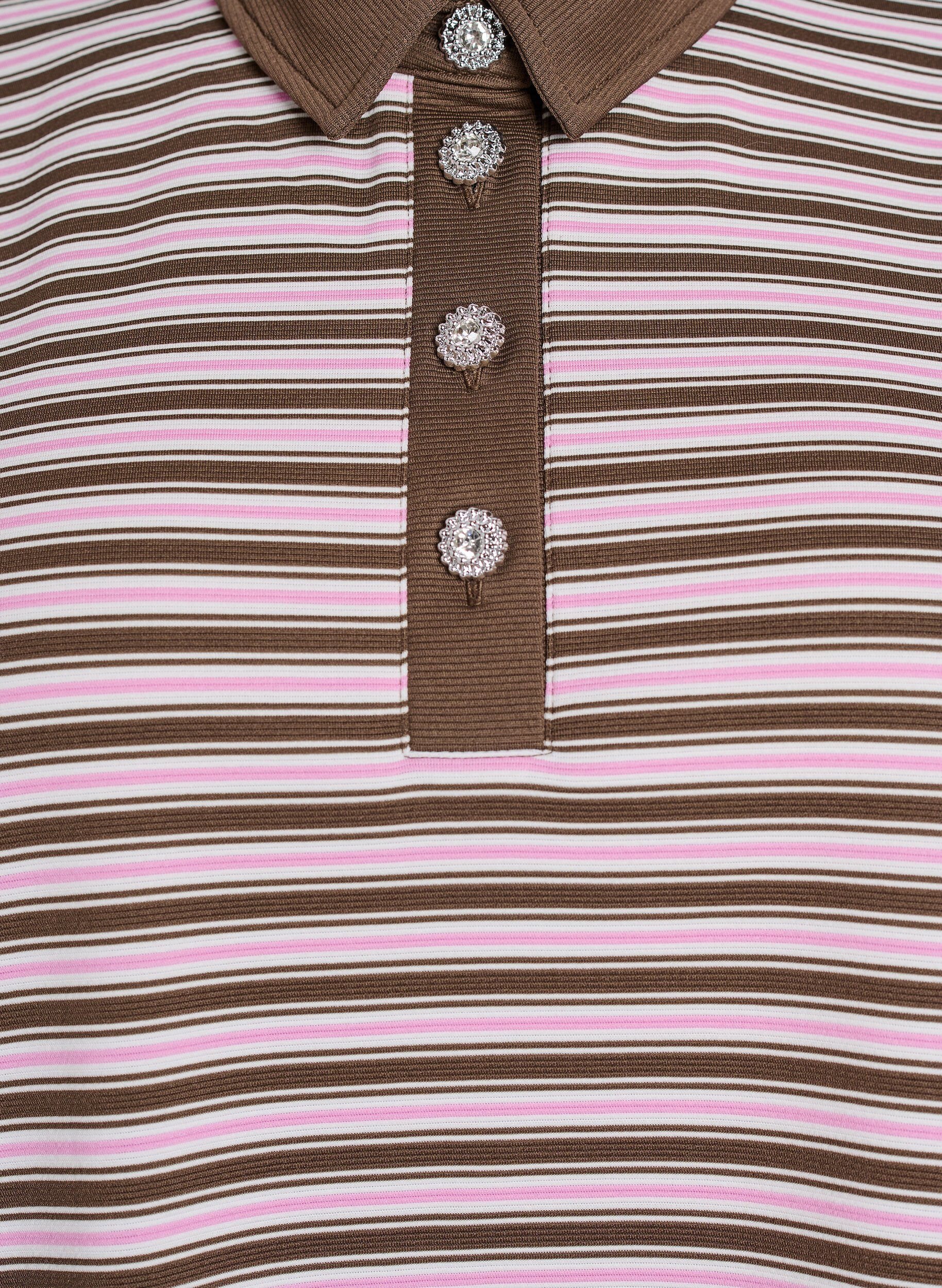 Zizzi Gestreiftes Poloshirt mit kurzen &Auml;rmeln und Kn&ouml;pfen, Braun, Packshot image number 2
