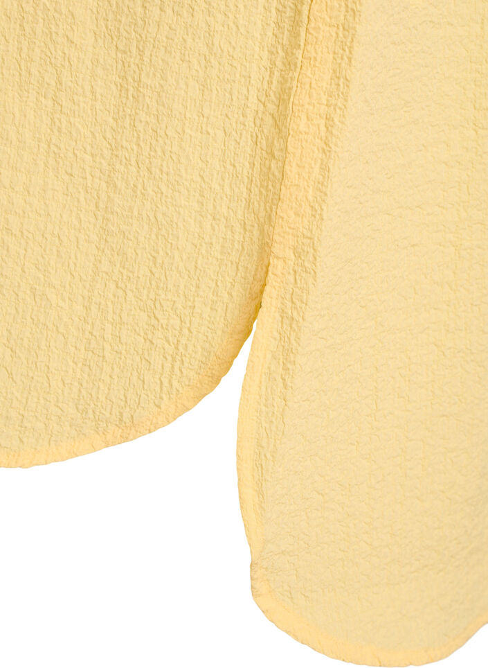 Robe courte avec texture froiss&eacute;e et manches courtes, Jaune clair, Packshot image number 3