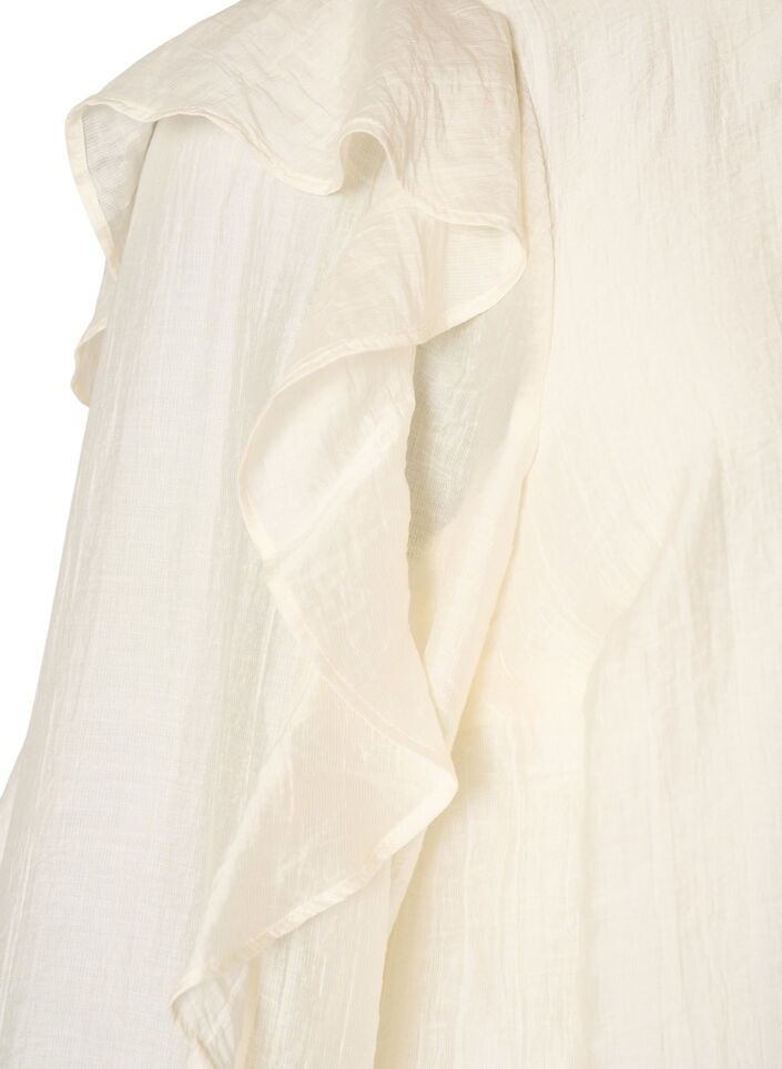 Blouse avec volants et coupe ballon, Vanille, Packshot image number 3