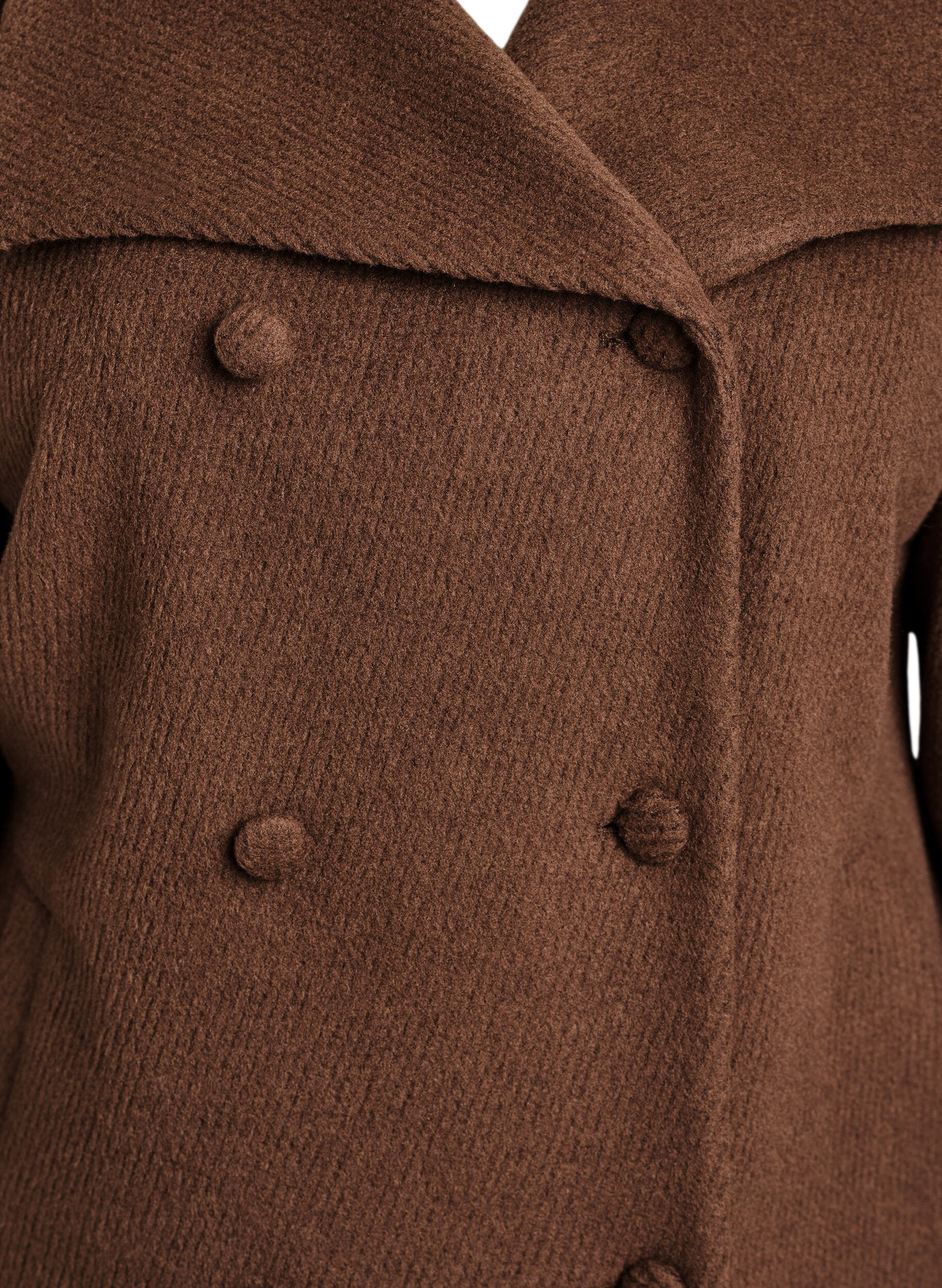 Zizzi Veste courte avec col et boutons recouverts de tissu, Marron, Packshot image number 2