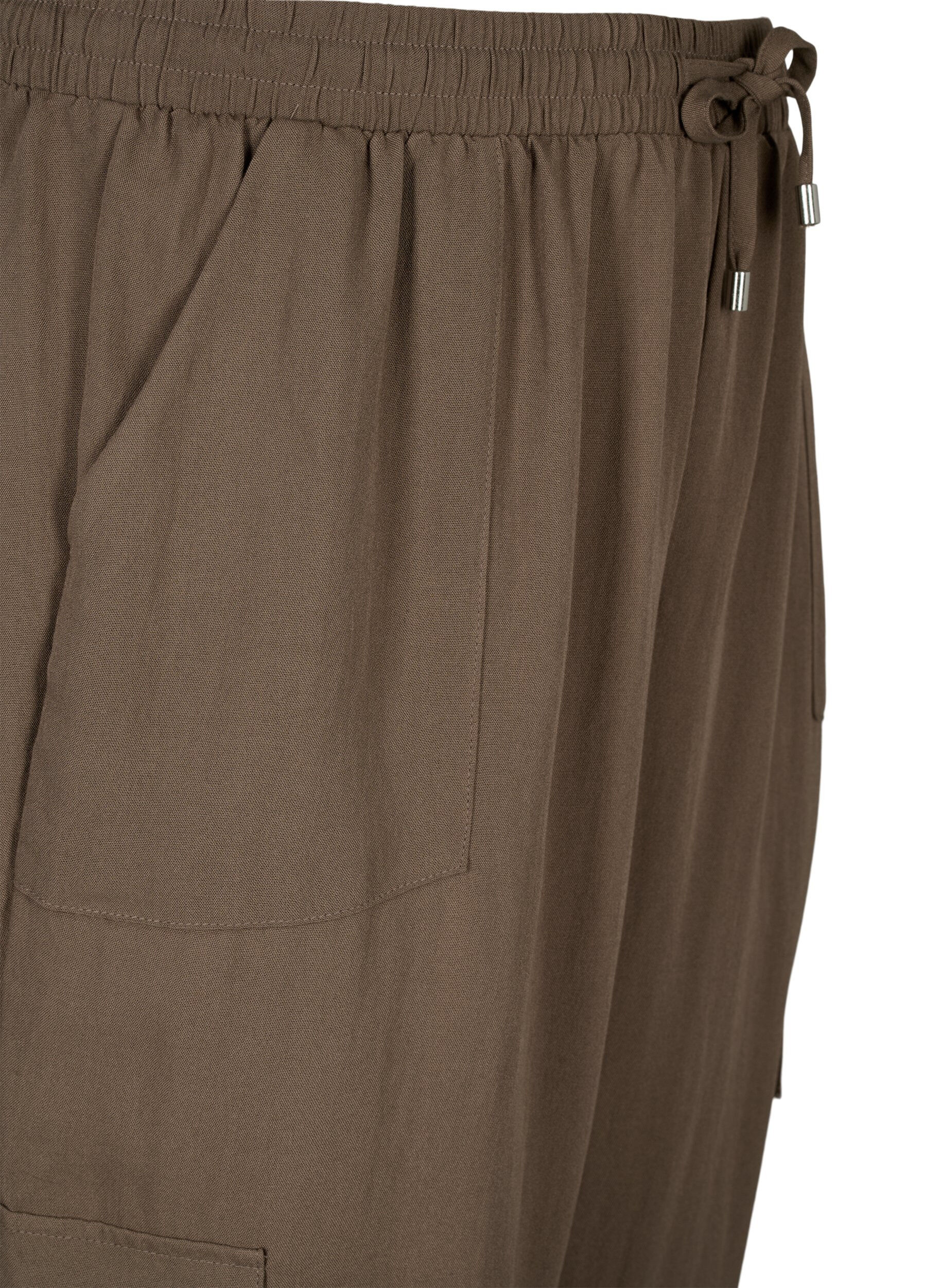 Zizzi Pantalon ample en viscose avec grandes poches, Chocolate Chip, Packshot image number 2
