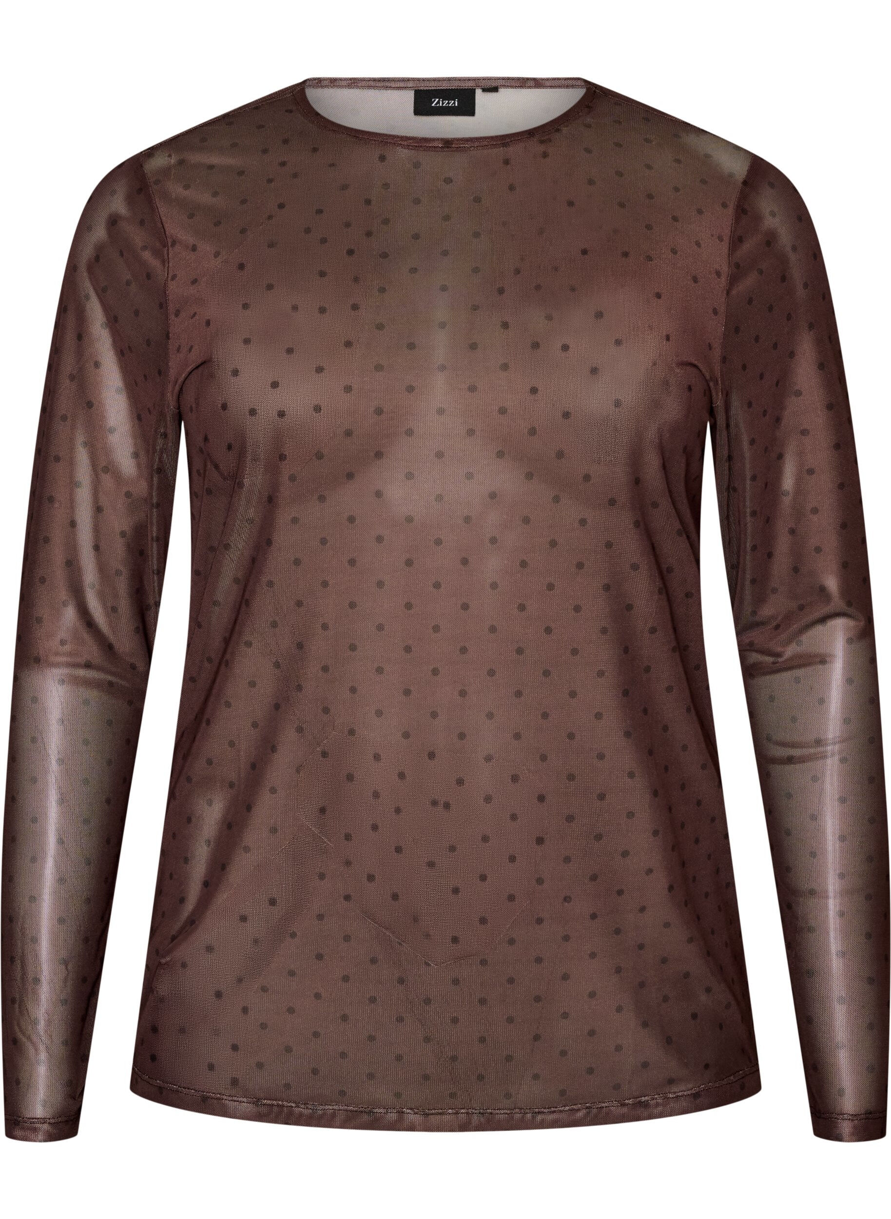 ZizziBluse aus Mesh mit Print, Braun, Packshot image number 0