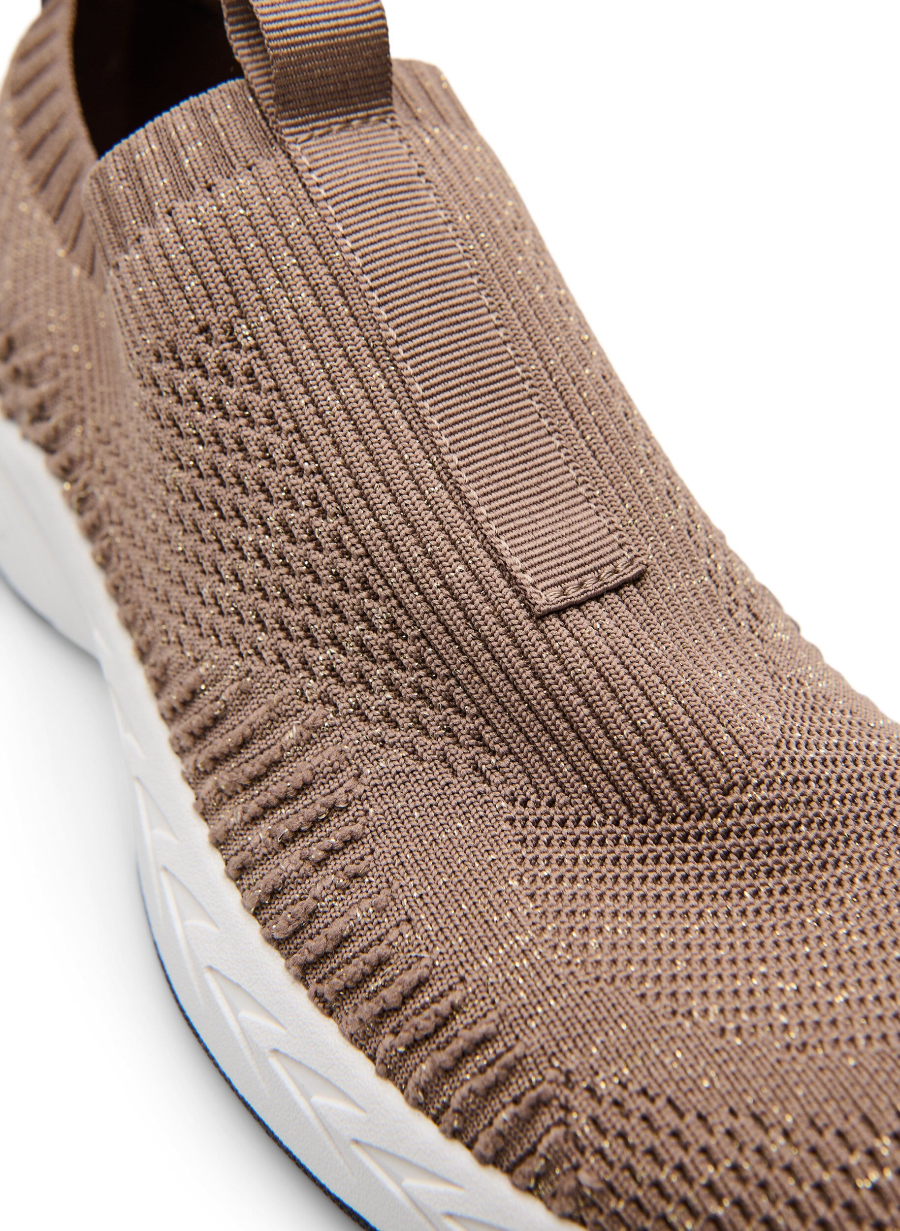 Zizzi Sneaker aus Stretch-Strick mit Glitzerfaden, Braun, Packshot image number 3
