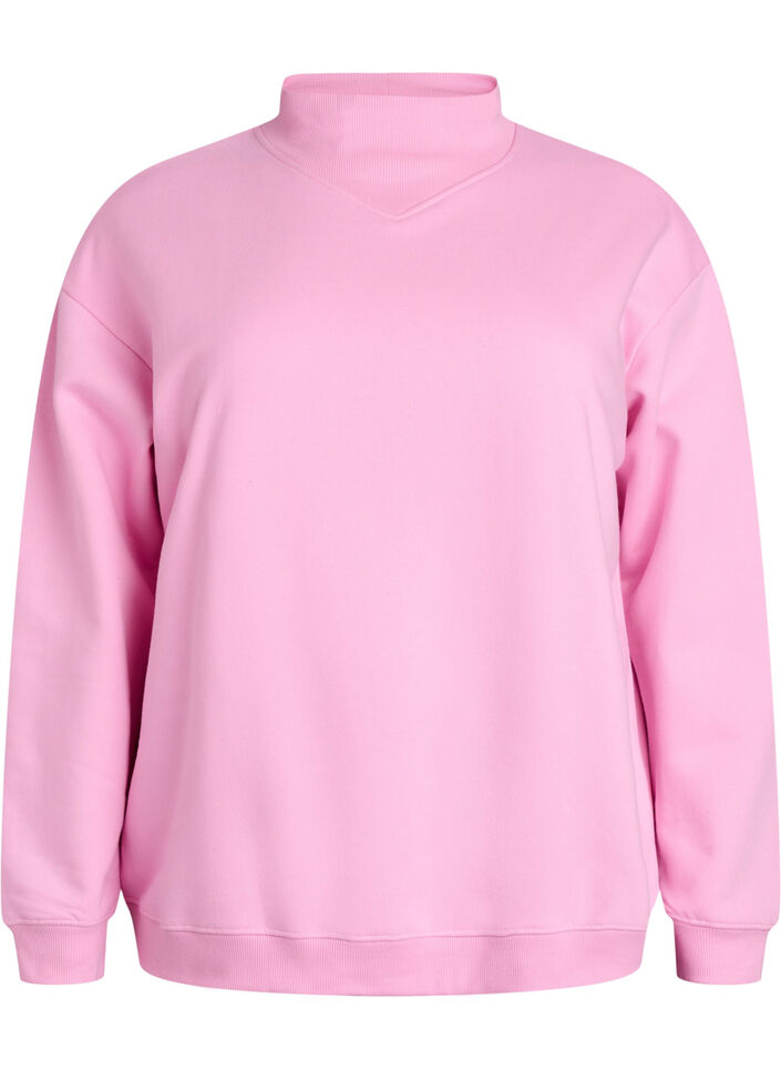Sweatshirt &agrave; col montant et manches longues, Rose, Packshot image number 0