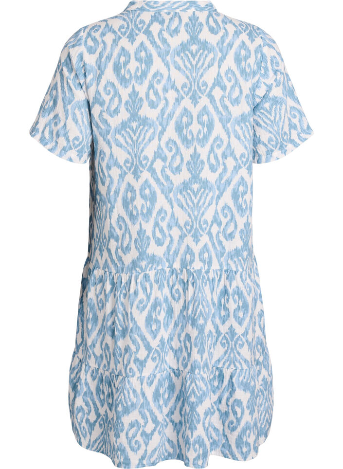 Kurzes A-Linien-Kleid aus Baumwollmusselin, Vanille, Packshot image number 2