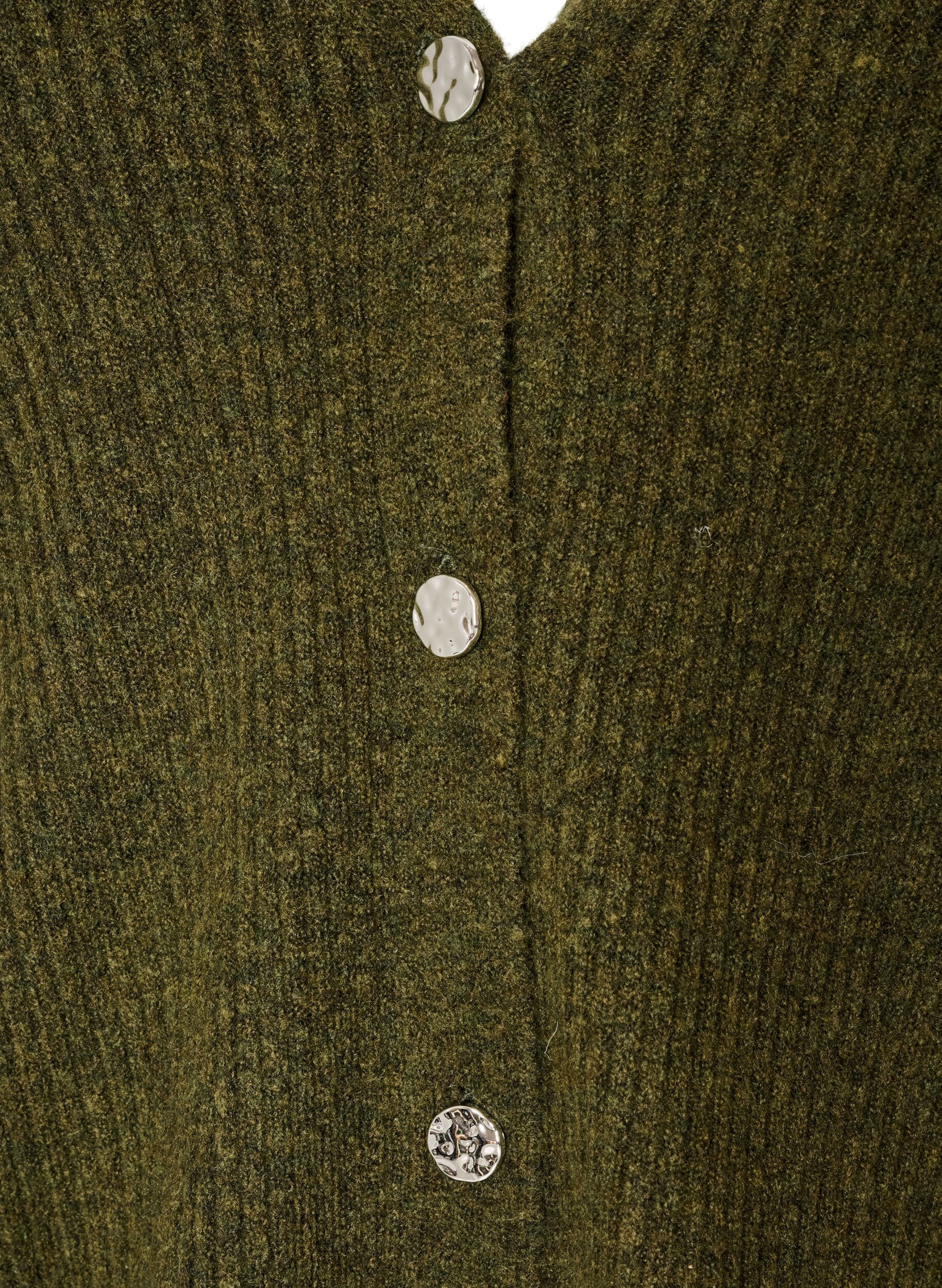 ZizziCardigan avec col en V et texture c&ocirc;tel&eacute;e, Vert fonc&eacute;, Packshot image number 2