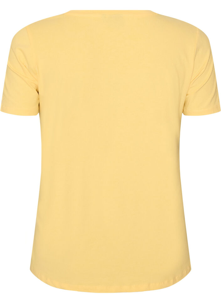 T-shirt en coton uni basique, Jaune, Packshot image number 1